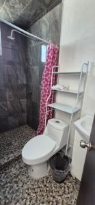 a bathroom with a white toilet and a sink at Deptos Lago de Guadalupe in Mexico City