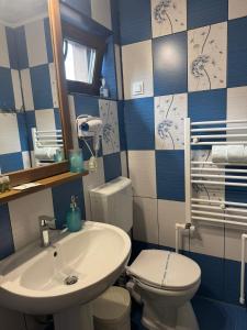 un baño con lavabo e inodoro en Casa Adelmar, en Tulcea