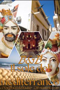 a collage of pictures of a building with a man at Il Sole del Mediterraneo in Noto