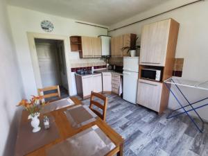 a small kitchen with a table and chairs in it at Apartmán BBB1 in Děčín
