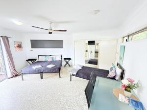 TV a/nebo společenská místnost v ubytování Emu Park Beach Motel