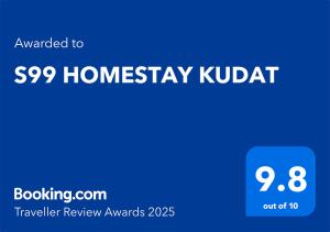 Certifikát, hodnocení, plakát nebo jiný dokument vystavený v ubytování S99 HOMESTAY KUDAT