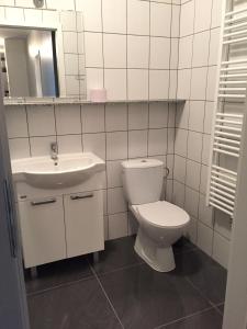 a bathroom with a toilet and a sink at FRESCO PLUS -Filharmonia in Łódź +35 photos