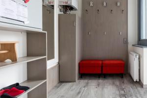 Łóżko lub łóżka w pokoju w obiekcie Ferienhaus Burgenland 2