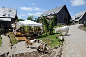 a group of animals standing on the side of a road at Plitvice Lakes Hotel Ethno Houses in Plitvička Jezera +127 photos