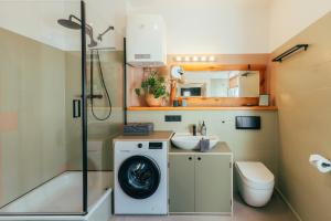 Koupelna v ubytování Ferienwohnung Gustav Kaiser Apartment - 60qm Design Fewo Zittauer Gebirge - Unterkunft in historischer Altstadt im Dreiländereck