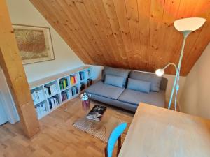widok z góry na salon z kanapą w obiekcie Dom Szumią Wierzby w mieście Szumlin