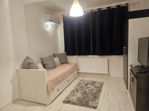 a living room with a couch and a window at D&D Apartment in Mamaia Nord