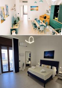 two pictures of a bedroom and a living room at Domus Urbana - Guest House in Pompei