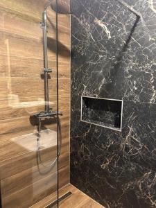 a shower with a glass door in a bathroom at Apartman Pervan in Čapljina +11 photos