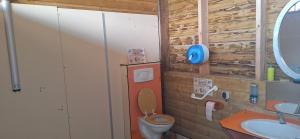 a bathroom with a toilet and a sink at Ecuries Leseigneur - Camping Insolites in Bolleville +141 photos