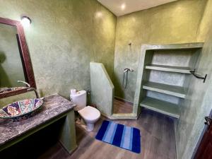 une salle de bain avec toilettes, douche et lavabo dans l'établissement Riad La Tempérance, à Essaouira