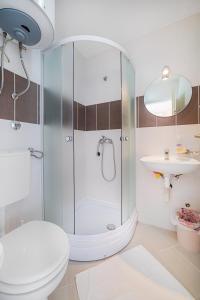 a bathroom with a shower and a toilet and a sink at Apartment Dragicevic 7 with Garage in Budva