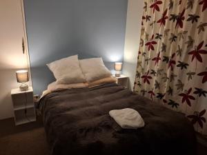 Un pat sau paturi într-o cameră la North East Valley apartment