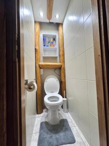 ein Bad mit WC in einem kleinen Zimmer in der Unterkunft Niecała Twelve - Old Town Hideaway in Lublin