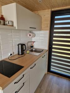 a kitchen with a sink and a counter top at Rita Sapnis in Nida