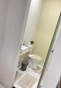 a bathroom with a toilet and a sink at Cacau estadia in Canindé de São Francisco