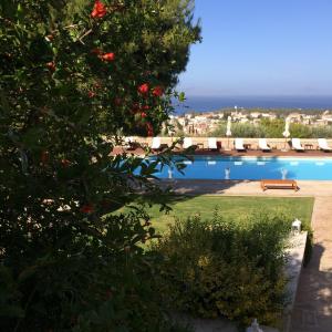 a swimming pool with a view of the ocean at Xenon Estate in Spetses