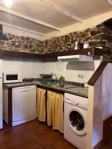 a kitchen with a dishwasher and a washing machine at La Casona del Cura 2, LIRIO in Pravia