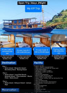 a flyer for a boat rental on the water at Labuan bajo trip in Pulau Kukusan