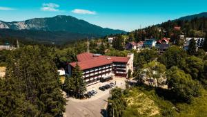 an aerial view of a hotel in the mountains at Hotel Carpați in Predeal