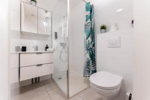コルマールにあるColmar City Center - Belle Alsace 2 - BookingAlsaceのトイレとシャワー付きの白いバスルーム