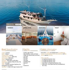 eine Collage aus Fotos eines Bootes auf dem Wasser in der Unterkunft Trip labuanbajo in Pulau Kukusan