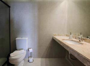 バルエリにあるFlat em Alphaville com a melhor localizaçãoのトイレと洗面台付きのバスルーム