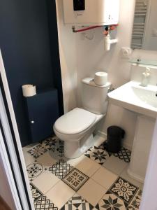 un baño con inodoro y lavabo en Nomad's house - 2G, en Aviñón