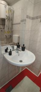 a bathroom with a white sink in a room at Centar Novi Sad in Novi Sad