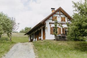 a house in a field next to a dirt road at Kellerstöckl Berg 64 in Strem
