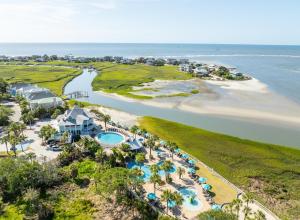 an aerial view of the resort and the beach at 23 Davis Love in Fripp Island