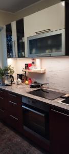 a kitchen with a stove and a counter top at Armas pesa Loo asumis in Loo