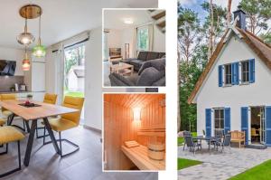 a collage of pictures of a house at Fischerdorf Ferienhaus Seeadler in Zirchow