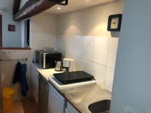 una piccola cucina con lavello e microonde di LaForge a Noyarey