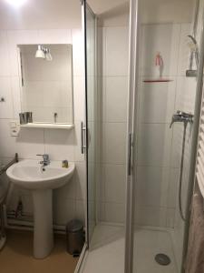 un bagno con lavandino e doccia di LaForge a Noyarey