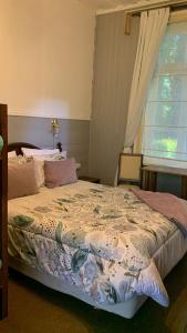 a bedroom with a bed and a window at Hospedaje en borde río in Valdivia