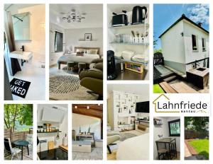 a collage of pictures of a house at Tiny House Lahnfriede in Nassau