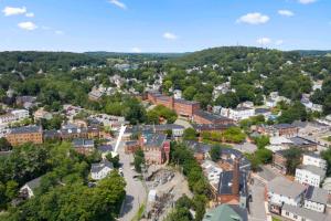 an aerial view of a small town with buildings at Lovely Downtown Oasis Near Hospitals, Colleges, and Beaches in Amesbury