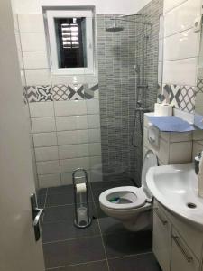 a small bathroom with a toilet and a sink at Gajeta in Betina