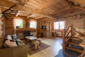 Televízia a/alebo spoločenská miestnosť v ubytovaní GÓRALSKI DOMEK z kominkiem - Highlander Wooden House