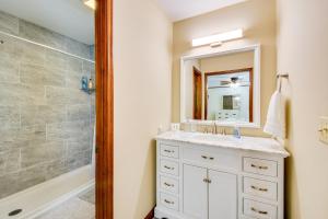 a bathroom with a sink and a shower at Deck and Game Room Mountaintop Hideaway in Tiger! in Tiger