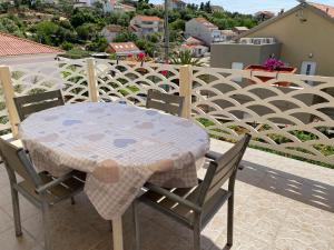 a table and chairs sitting on a balcony at Apartments by the sea Lun, Pag - 11781 in Lun