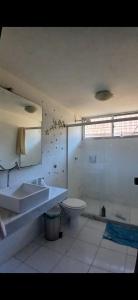 a bathroom with a sink and a toilet in it at Chalé Mosel in Petrópolis