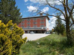 un grande edificio con macchine parcheggiate di fronte di Hotel Holidays a Roccaraso