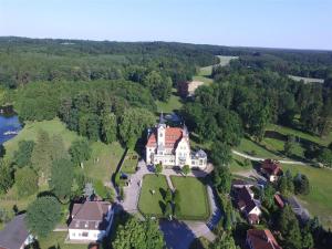 an aerial view of a large estate with a large house at Chalet in Wendorf, cleaning included in Wendorf