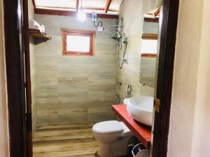 a bathroom with a toilet and a sink at Koshi's Country Cottage Ella in Ella