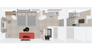 a floor plan of a room with a cat sitting on a couch at Jasmine Style Akasaka in Tokyo +16 photos