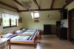 a living room with two couches in a room at Gospodarstwo Agroturystyczne Natalia Bębnista - Stajnia Morgan in Balczewo