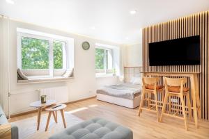 TV a/nebo společenská místnost v ubytování Designer studio apartment in the heart of the city - free parking!
